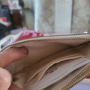 Coach Cream Wristlet Clutch Double Zip